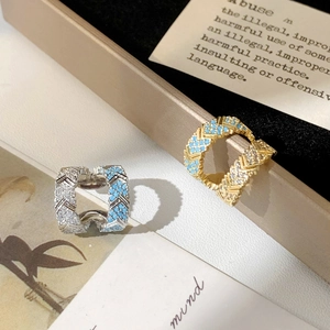 Chic square hoop earrings with chevron pave zircon stones in gold and silver finish