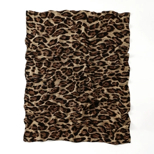Lightweight leopard print long scarf for women with classic brown animal pattern