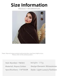 Detail of luxury modal hijab with sparkling rhinestone chain and soft mercerized cotton texture