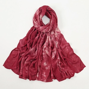 Écharpe en coton tie-dye rouge foncé et blanc pour la mode d'Asie du Sud-Est