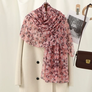Floral Print Scarf Shawl Voile Thin Breathable Lightweight Sun Protection Outdoor Fashion For Women