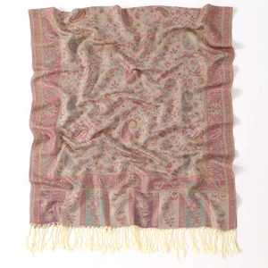 Retro paisley jacquard shawl with fringe tassels in Morandi colors for women