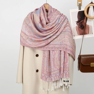 Polyester Paisley Print Scarf Shawl Bohemian Ethnic Style Long Warm Wraps With Tassels Fashion Neckwear For Women