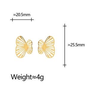 Elegant gold butterfly hoop earrings with hollow wing design and 25.5mm size specs