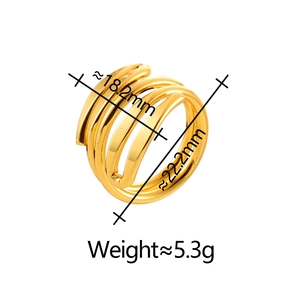 Minimalist gold multi-layer spiral ring with a polished finish and open geometric lines