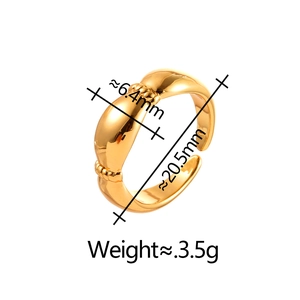 Minimalist golden twist open ring with a polished metallic finish on a white background