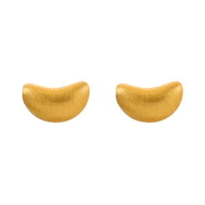 Elegant gold brushed bean-shaped stud earrings featuring a minimalist matte metallic finish