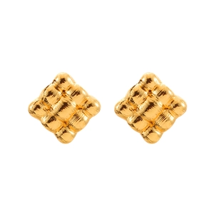 Elegante goldene quadratische Ohrstecker mit gesteppter Metalloberfläche für Damen