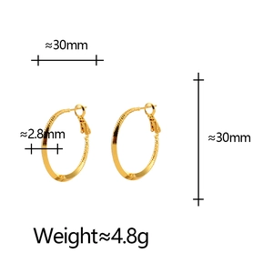 Polished 30mm golden hoop earrings for women with 2.8mm width and click-top closure