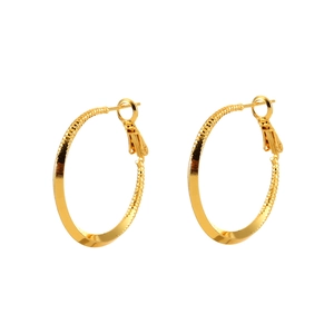 Elegant gold geometric hoop earrings with textured spiral and polished mirror finish