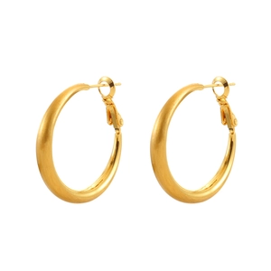 Minimalist gold-plated C-shaped hoop earrings with a brushed matte finish for women