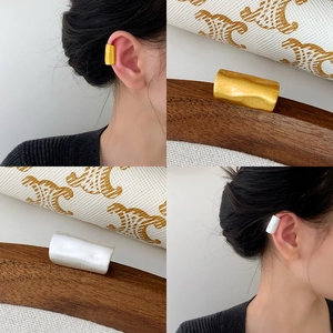 Minimalist Brushed Copper Ear Cuff Non-Pierced Geometric Cylinder Fashion Jewelry For Women Simple Niche Accessories