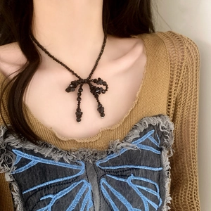 Collier À Perles En Cristal Fait Main Avec Noeud Papillon Chaîne Clavicule Élégante Et Minimaliste Pour Femme