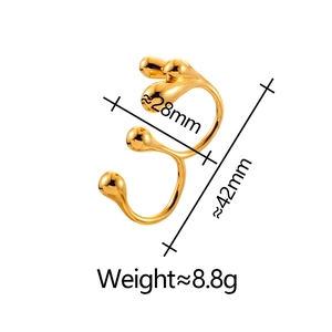 Minimalist gold ear cuff jewelry with smooth teardrop design measuring 42mm in height