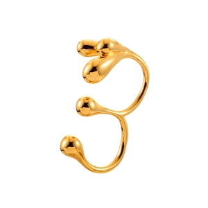 Polished gold double-finger open ring featuring liquid-inspired minimalist metal design