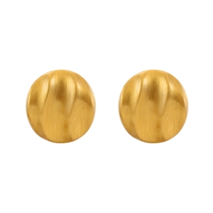 Boucles d'oreilles rondes dorées minimalistes avec finition en métal brossé