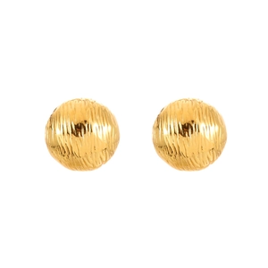 Boucles d'oreilles boules dorées élégantes avec texture verticale polie et style épuré