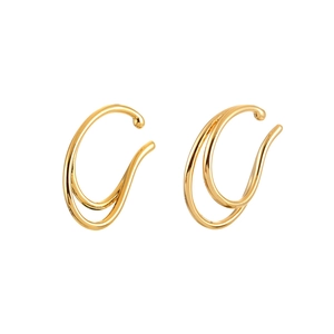 Eleganti ear cuff dorati a doppia linea non perforati con design minimalista lucido