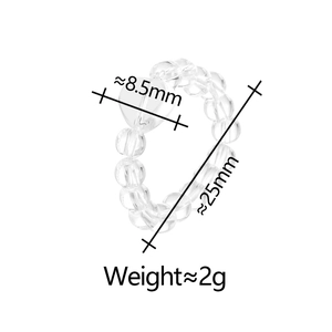 Detail view of heart glass bead ring with 8.5mm charm and 25mm diameter specifications