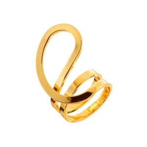 Modern minimalist gold intertwined ring with abstract streamlined fluid design for women