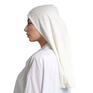 Sleek white mercerized cotton hijab for women featuring premium breathable soft fabric