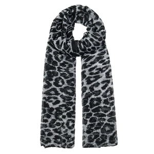 Lightweight leopard print voile scarf in grey and black pattern for women sun protection