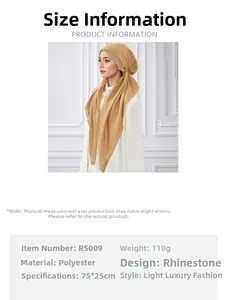 Detailed view of khaki ethnic turban hat with hot-drilled rhinestones and polyester fabric