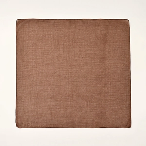 Elegant brown square silk scarf with white polka dots and premium rolled hem edges