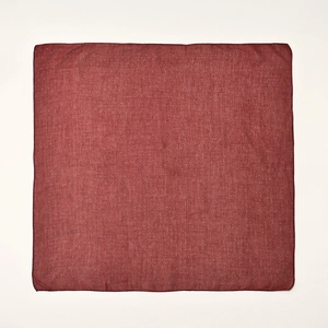 Macro shot of dark red square silk scarf with white polka dots and stitched edges
