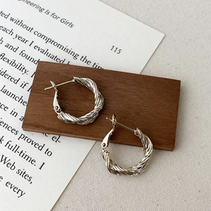Créoles Torsadées Avec Tige De Boucle D'oreille En Argent Sterling 925 Bijoux Tressés Géométriques Vintage Pour Femmes