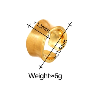 Goldener gebürsteter breiter verstellbarer Ring mit 12mm Breite und 21,4mm Durchmesser