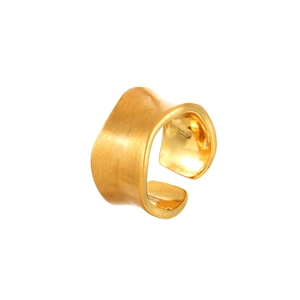 Moderner breiter gebürsteter Goldring mit minimalistischem welligem verstellbarem Design