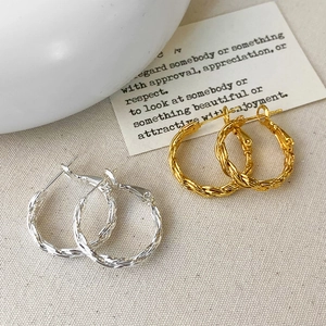 Créoles Tressées En Cuivre Plaqué Or 18K Argent Style Rétro Français Bijoux Géométriques Pour Femmes Tenue Quotidienne