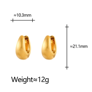 Water drop matte gold earrings with brushed finish dimensions 10.3mm by 21.1mm
