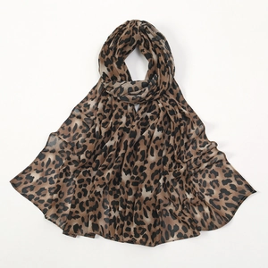 Lightweight leopard print chiffon scarf for women with soft breathable fabric