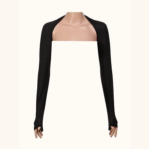 Detail of black shrug sun sleeves with thumb holes for UV protection and outdoor sports
