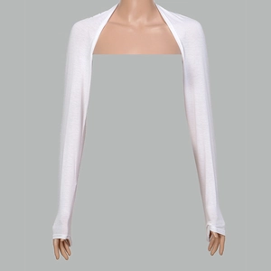 White modal cooling fabric bolero shrug with finger holes for sun protection
