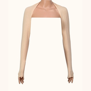 Full length nude sun protection arm sleeves with shoulder cover and thumb holes
