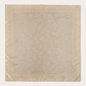 Eleganter 90cm Satin-Square-Schal mit botanischem Blumendruck und gewellter Bordüre