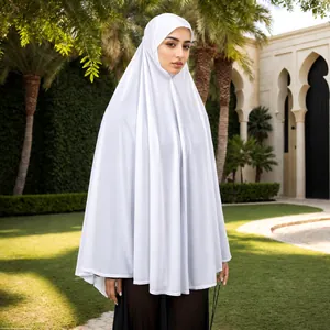 Women Muslim Hijab Khimar Crystal Linen Long Prayer Scarf Full Cover Breathable Solid Color Modest Religious Headscarf