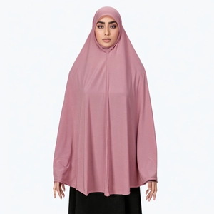 Elegant mauve Muslim hijab shawl in a long drape style with premium matte finish texture
