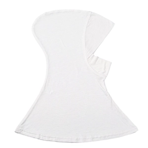 White mercerized cotton balaclava for women featuring neck protection and breathable fabric