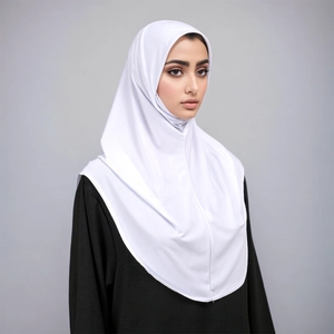 Front view of white crystal hemp hijab showing soft texture and full shoulder coverage