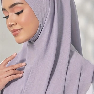 Lavender purple stretch knit hijab headscarf with soft texture for Muslim women