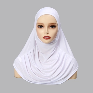 Close-up of white breathable Muslim hijab fabric and smooth edge stitching details
