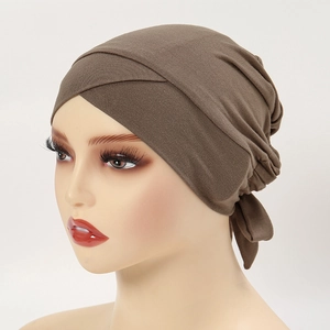 Women Modal Cotton Hijab Inner Cap Elastic Underscarf Turban With Adjustable Ties Solid Color Soft Breathable Headwear Bonnet