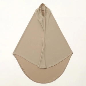 Women's khali colored Muslim hijab in soft crystal linen with a smooth draped finish
