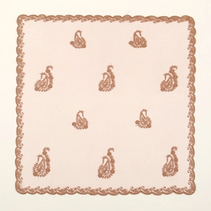 Breathable lace hijab scarf featuring elegant brown Paisley floral embroidery and wavy edges