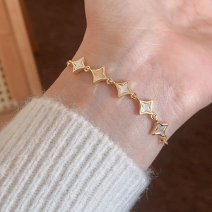 Eleganter Perlmutt Stern Verstellbares Armband Kupfer Box Kette Schieber Schmuck Für Frauen Französischer Stil