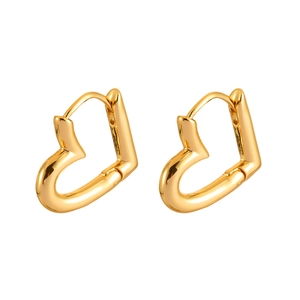 Elegant gold heart-shaped hoop earrings with a minimalist streamlined polished finish
